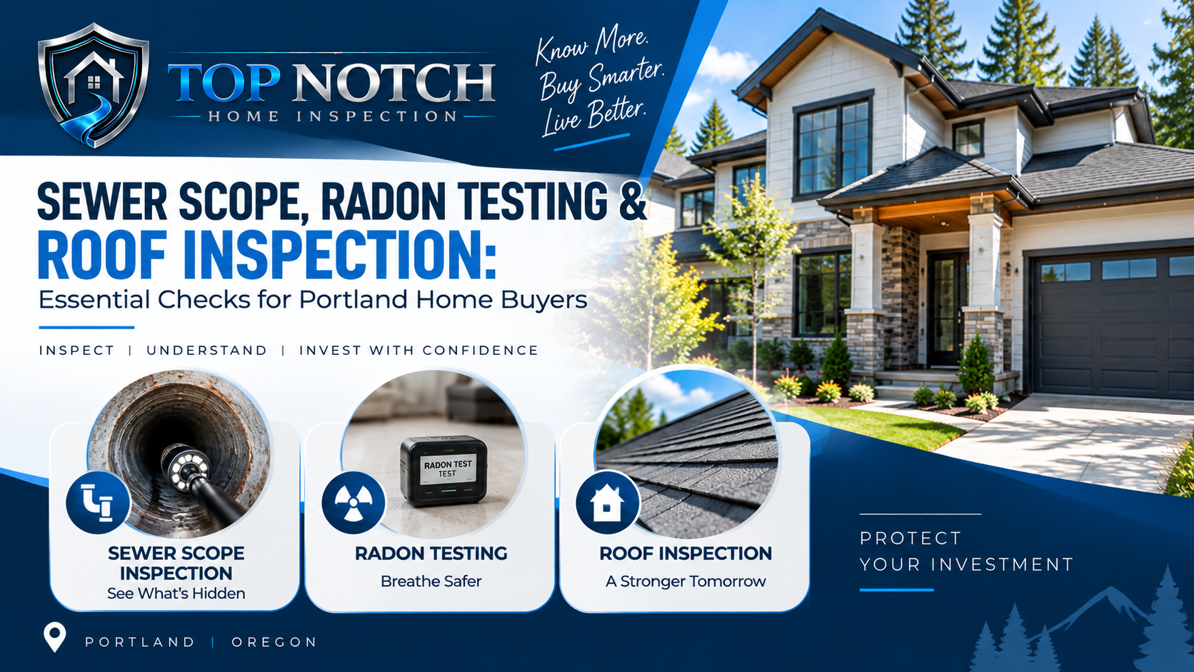 Sewer Scope, Radon Testing & Roof Inspection in Portland